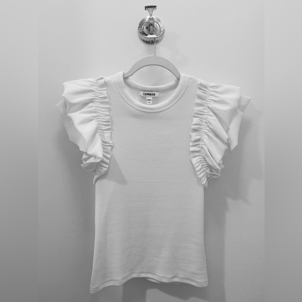 preppy white ruffle top